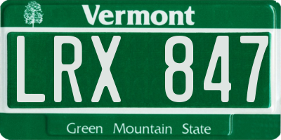 VT license plate LRX847
