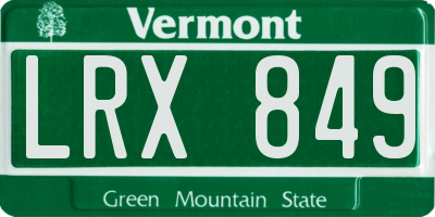 VT license plate LRX849