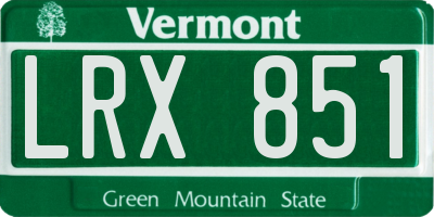 VT license plate LRX851