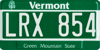 VT license plate LRX854