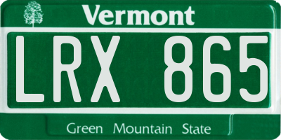 VT license plate LRX865