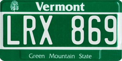 VT license plate LRX869