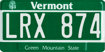 VT license plate LRX874