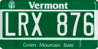 VT license plate LRX876