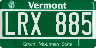 VT license plate LRX885