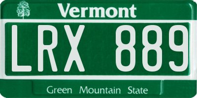 VT license plate LRX889
