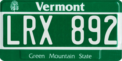 VT license plate LRX892