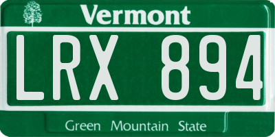 VT license plate LRX894
