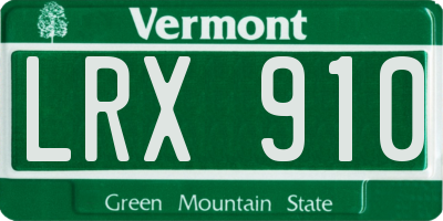 VT license plate LRX910