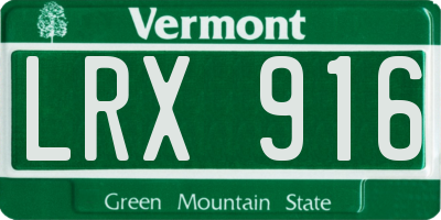 VT license plate LRX916
