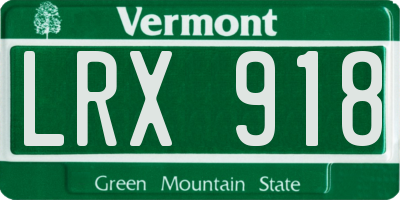 VT license plate LRX918