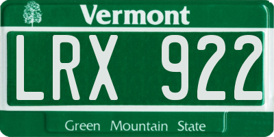 VT license plate LRX922