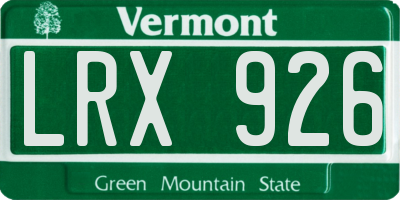 VT license plate LRX926