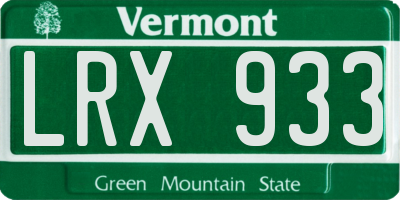 VT license plate LRX933