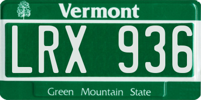 VT license plate LRX936
