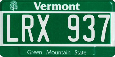 VT license plate LRX937