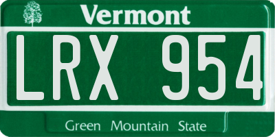 VT license plate LRX954