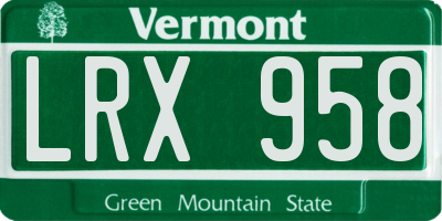 VT license plate LRX958