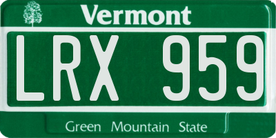 VT license plate LRX959
