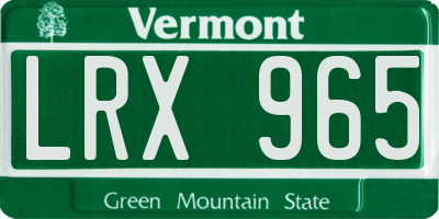 VT license plate LRX965