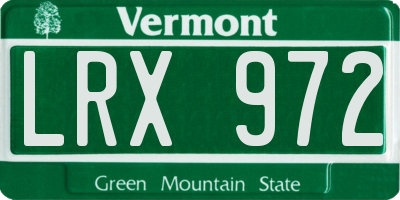 VT license plate LRX972
