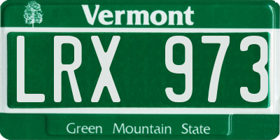 VT license plate LRX973