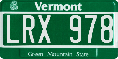 VT license plate LRX978