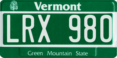 VT license plate LRX980
