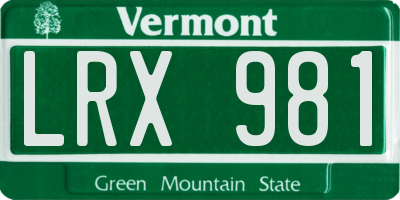 VT license plate LRX981