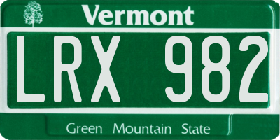 VT license plate LRX982