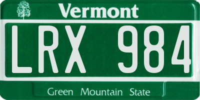 VT license plate LRX984