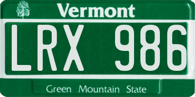 VT license plate LRX986