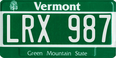 VT license plate LRX987