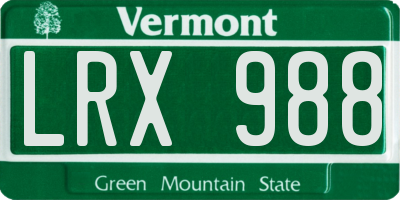 VT license plate LRX988