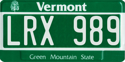 VT license plate LRX989