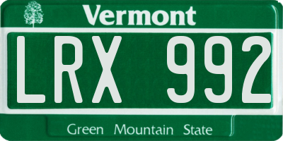 VT license plate LRX992