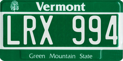 VT license plate LRX994
