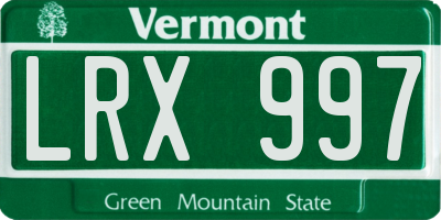 VT license plate LRX997