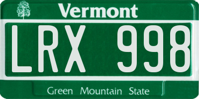 VT license plate LRX998
