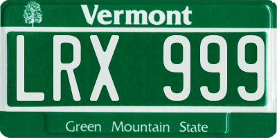 VT license plate LRX999