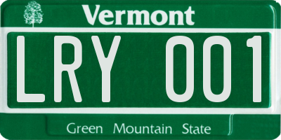 VT license plate LRY001