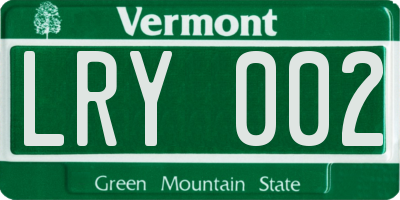 VT license plate LRY002