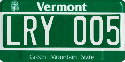 VT license plate LRY005