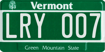 VT license plate LRY007