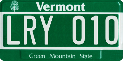 VT license plate LRY010