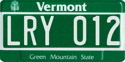 VT license plate LRY012