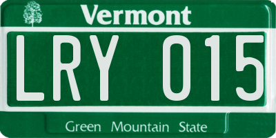 VT license plate LRY015
