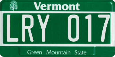 VT license plate LRY017