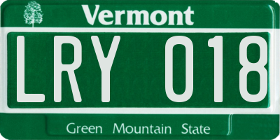 VT license plate LRY018
