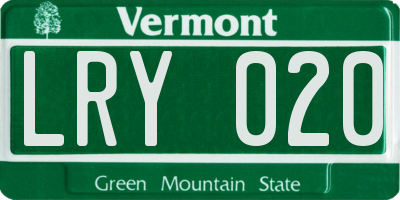 VT license plate LRY020